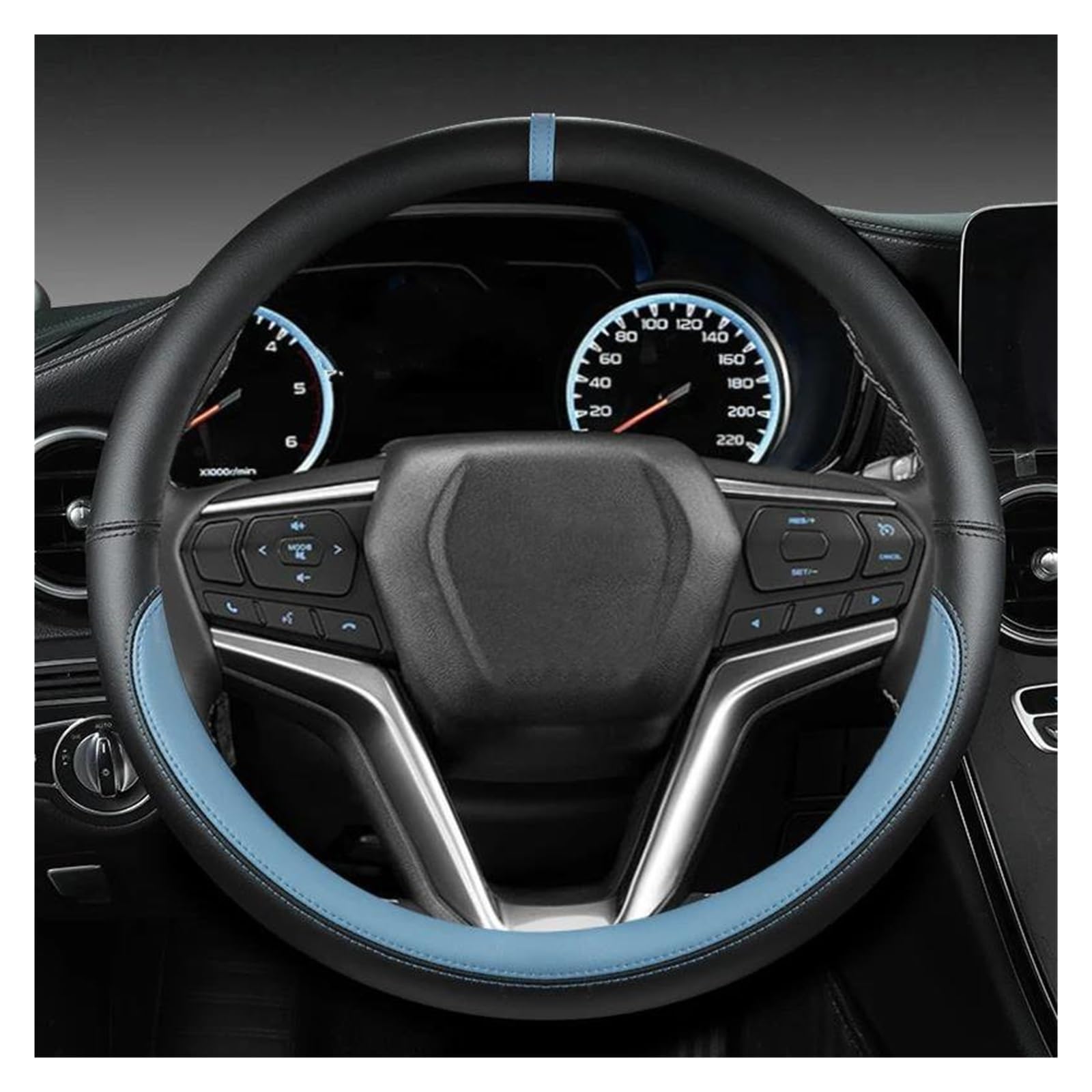 Volantes Funda para Volante Coche Accesorios Cuero para Automóvil Adecuados para Isuzu para D-MAX para MU-X III 2020-2023 Funda Volante(Azul)