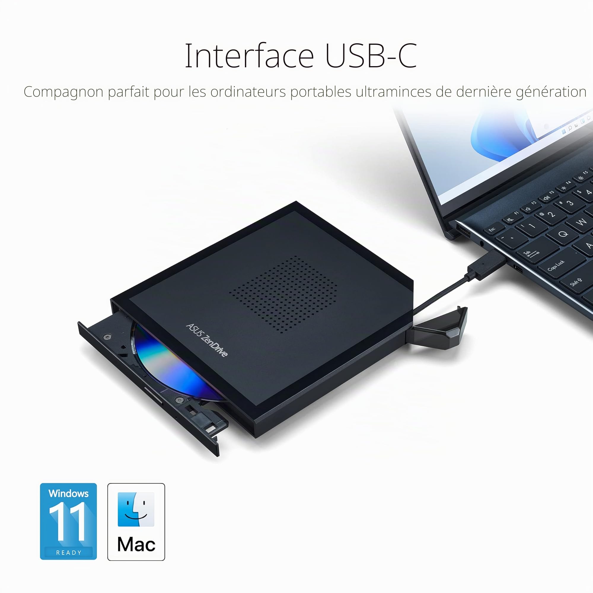 ASUS ZenDrive V1M - Lecteur et graveur de DVD Externe, M-Disc, Windows/Mac, Noir