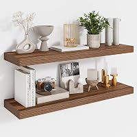 Set de 2 rafturi suspendate Feihorrm, 60x16,5x3,1 cm, rafturi din lemn cu montare pe perete, rafturi de perete maro închis pentru sufragerie, dormitor, bucătărie 1