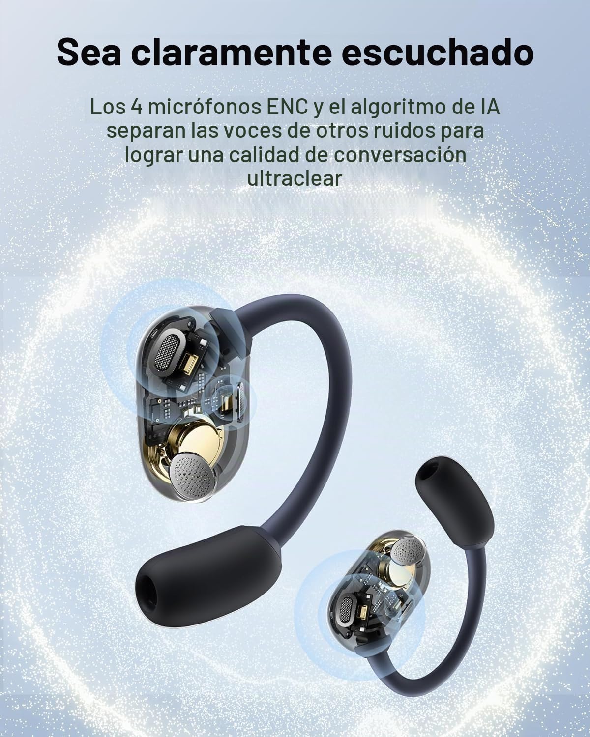 Baseus Eli Sport 1 Auriculares Open Ear Bluetooth, Acústica Direccional, Bajos Potentes, Ultraligeros, Impermeabilidad IPX4, Micrófonos ENC, Bluetooth 5.3 para Correr, Entrenamiento, Fitness