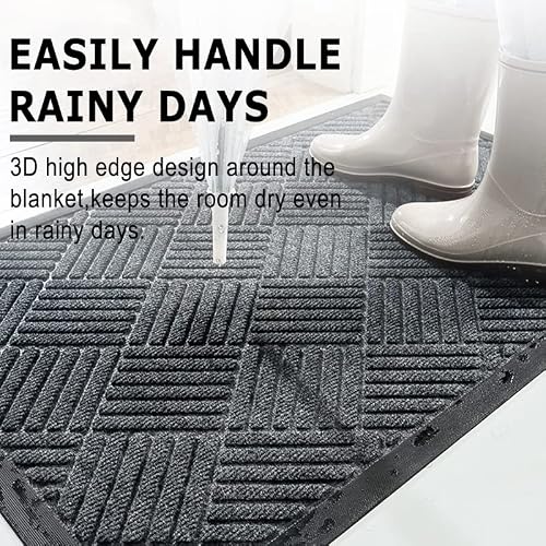 Absorbent Moisture-Proof Doormat, Outdoor Mud-Proof And Anti-Slip Porch Mat, Durable Natural Rubber, Simple Doormat For Household Washable Entrance And Exit, Balcony Entrance Mat (24X36, Diamond) #TOP2