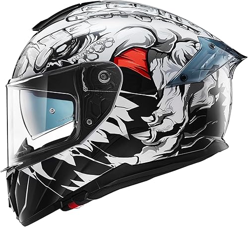 ILM Casco de motocicleta de doble visera para adultos con ala trasera, compatible con Pinlock, para hombres y mujeres, casco de motocicleta de