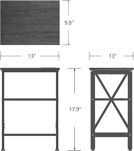 Miniatura 3 de CubiCubi Mesa auxiliar Oxford, mesa auxiliar con puertos de carga USB duales, marco de acero para mesita de noche, decoración del hogar para sala de