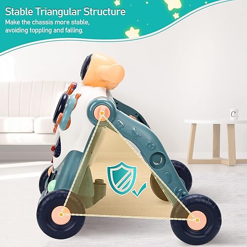 Miniatura 4 de Kirumie Andador de aprendizaje 6 en 1 para bebés, caminador de bebé sentado a pie, múltiples centros de actividades para bebés con música y luces