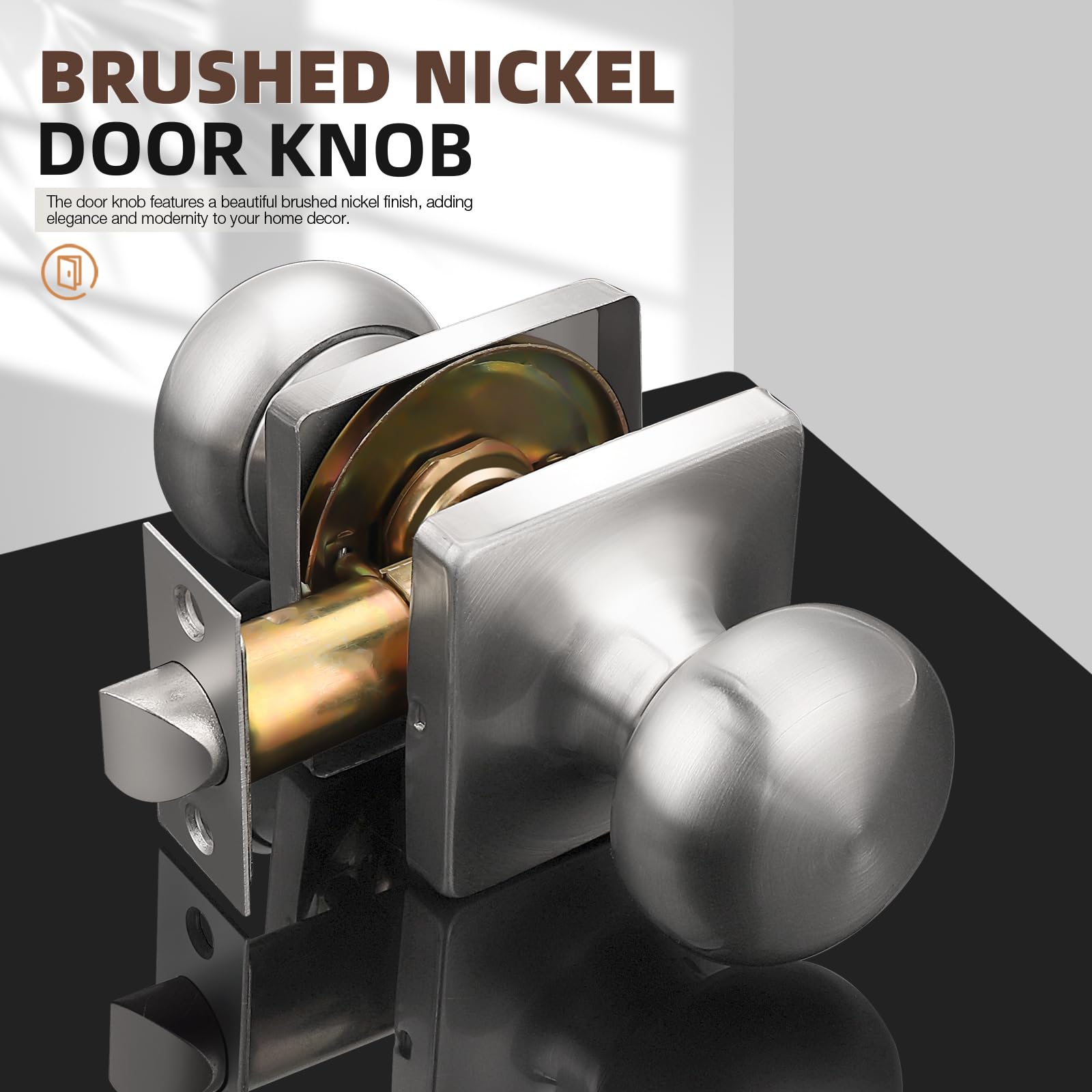 Brushed Nickel Passage Door Knobs - 5 Pack -2