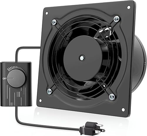 HG Power Ventilador de escape de 6 pulgadas con controlador de velocidad, ventilador de pared de 308 CFM para cocina, baño, extractor de metal para