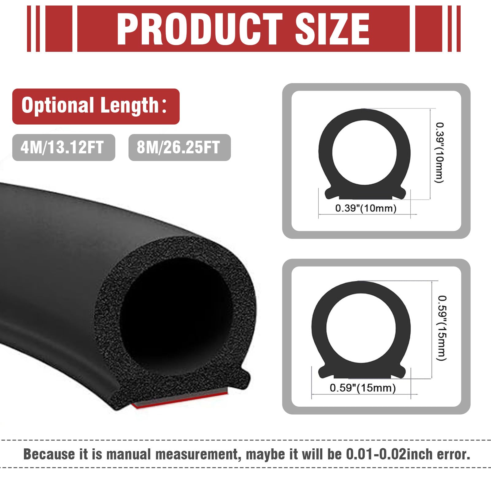 Junta de goma autoadhesiva para puerta de coche, 8 m en forma de D, protección de bordes de goma, protección acústica, impermeable, universal, YuLiMirich