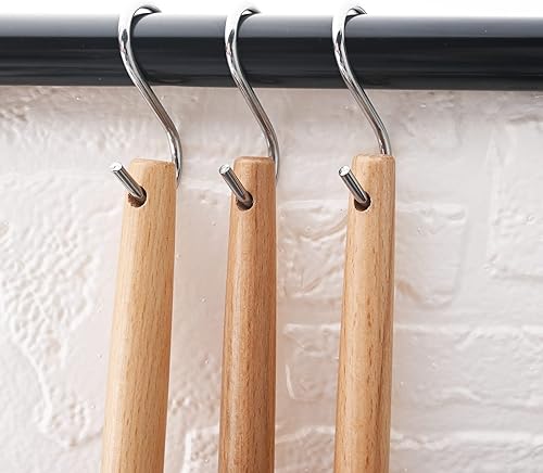 Miniatura 6 de Juego de utensilios de cocina de silicona blanca con soporte de cubo de almacenamiento, mango de madera antiadherente, utensilios de cocina de