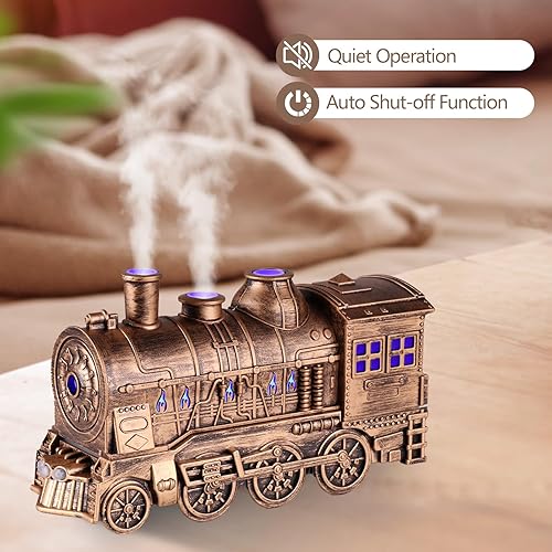 Miniatura 3 de Humidificador de tren con difusor de aceite esencial, humidificador de tren de niebla fría de 10.1 fl oz para dormitorio, 2 modos de luz nocturna de