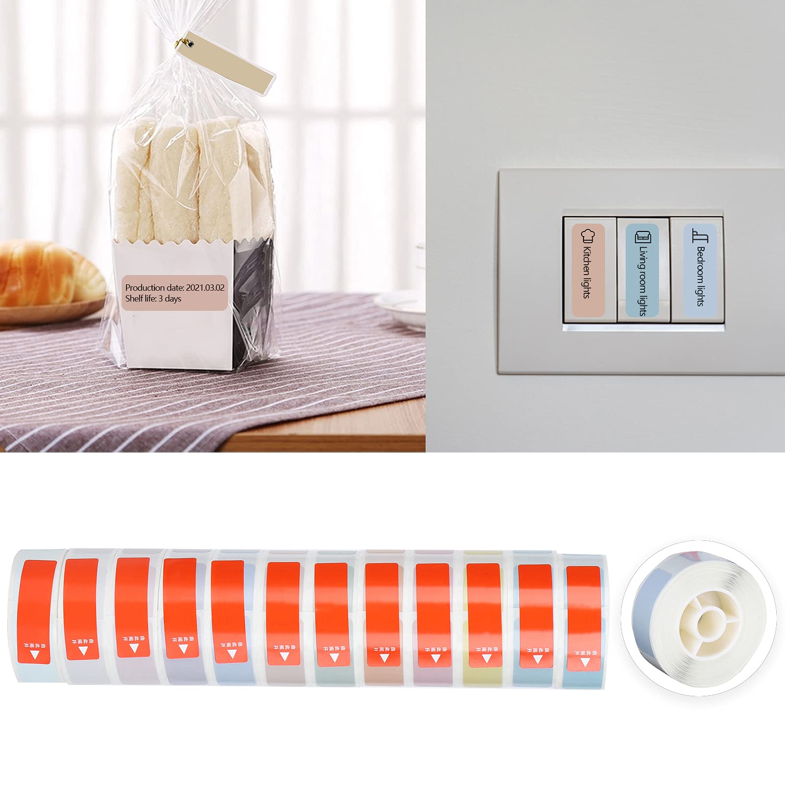 12 sztuk Wodoodporna naklejka termiczna w rolkach Samoprzylepny papier do etykiet PCV do przechowywania w kuchni Odzież Identyfikacja biżuterii 12 x 30 mm 180 arkuszy w rolce (Zestaw wiosenny)