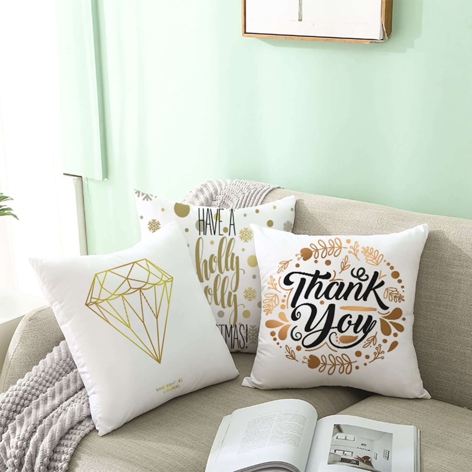 Federa per cuscino con paillettes glitterate e stampa a pois