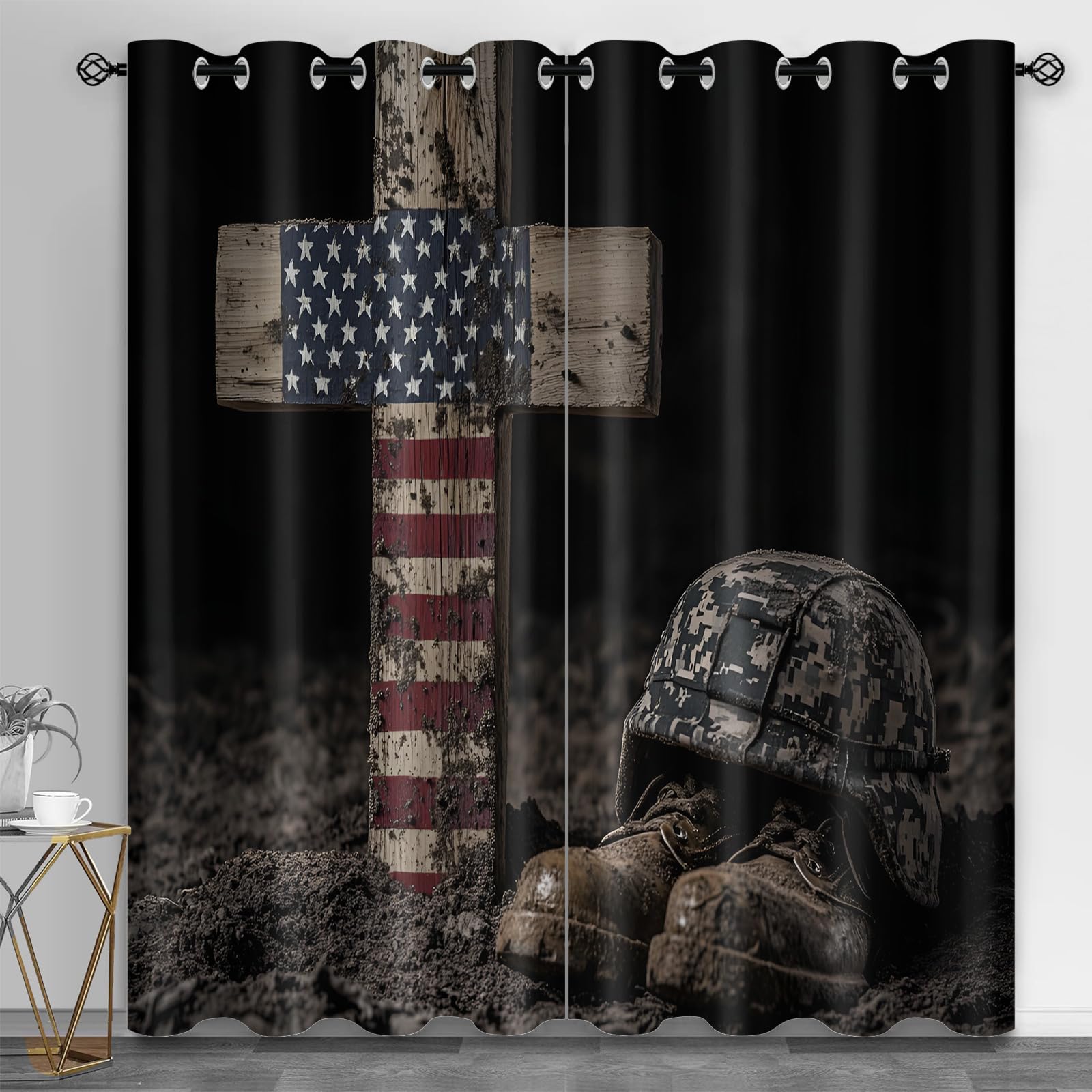 Rideaux insonorisants et occultants style militaire américain pour cabine et salon