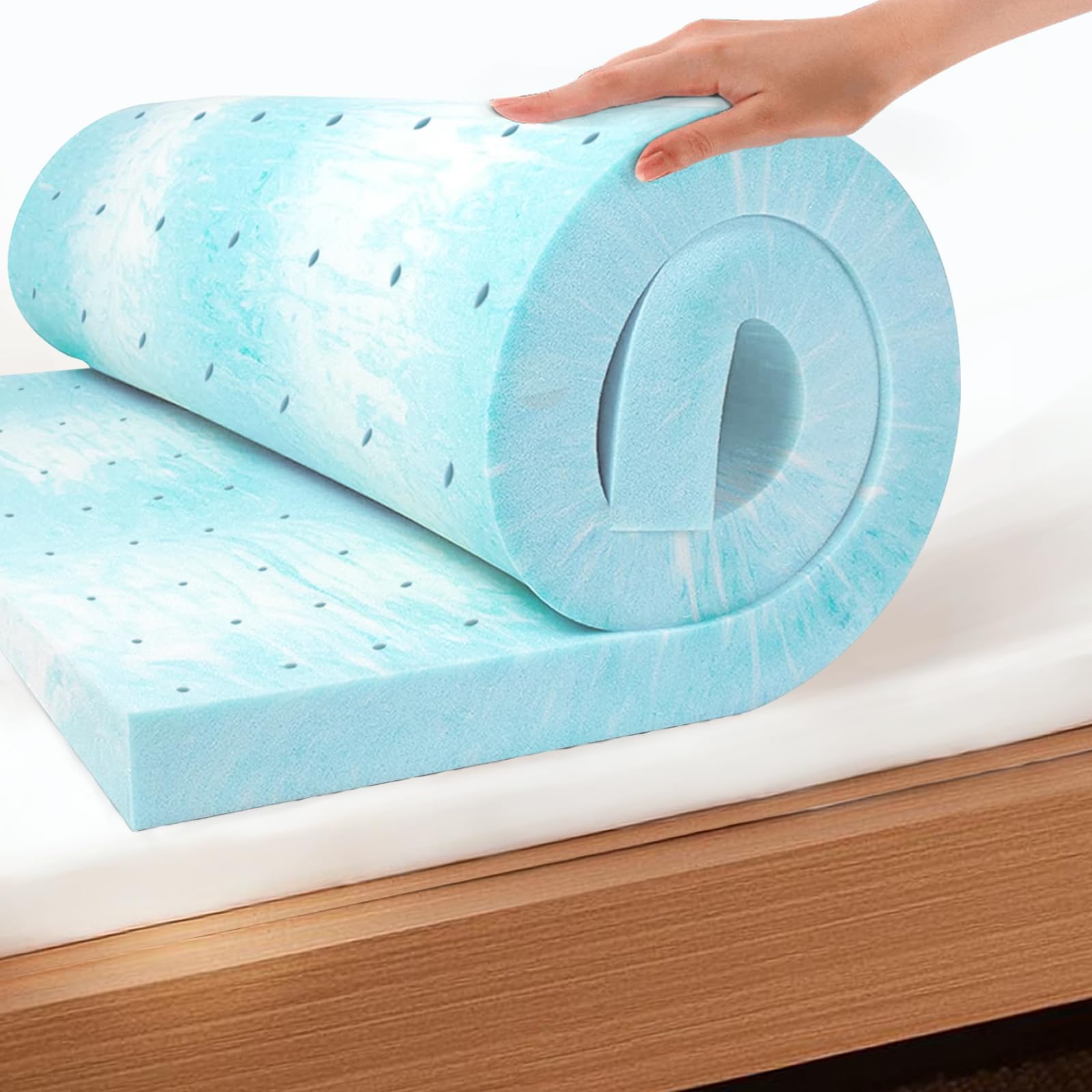 Photo 1 of EGO Topper 3 Inch Full Memory Foam Mattress Topper, Cooling Gel Foam Mattress Topper for Pressure Relief, Ventilated Design Bed Topper in a Box, CertiPUR-US Certified, 54"×75", Medium