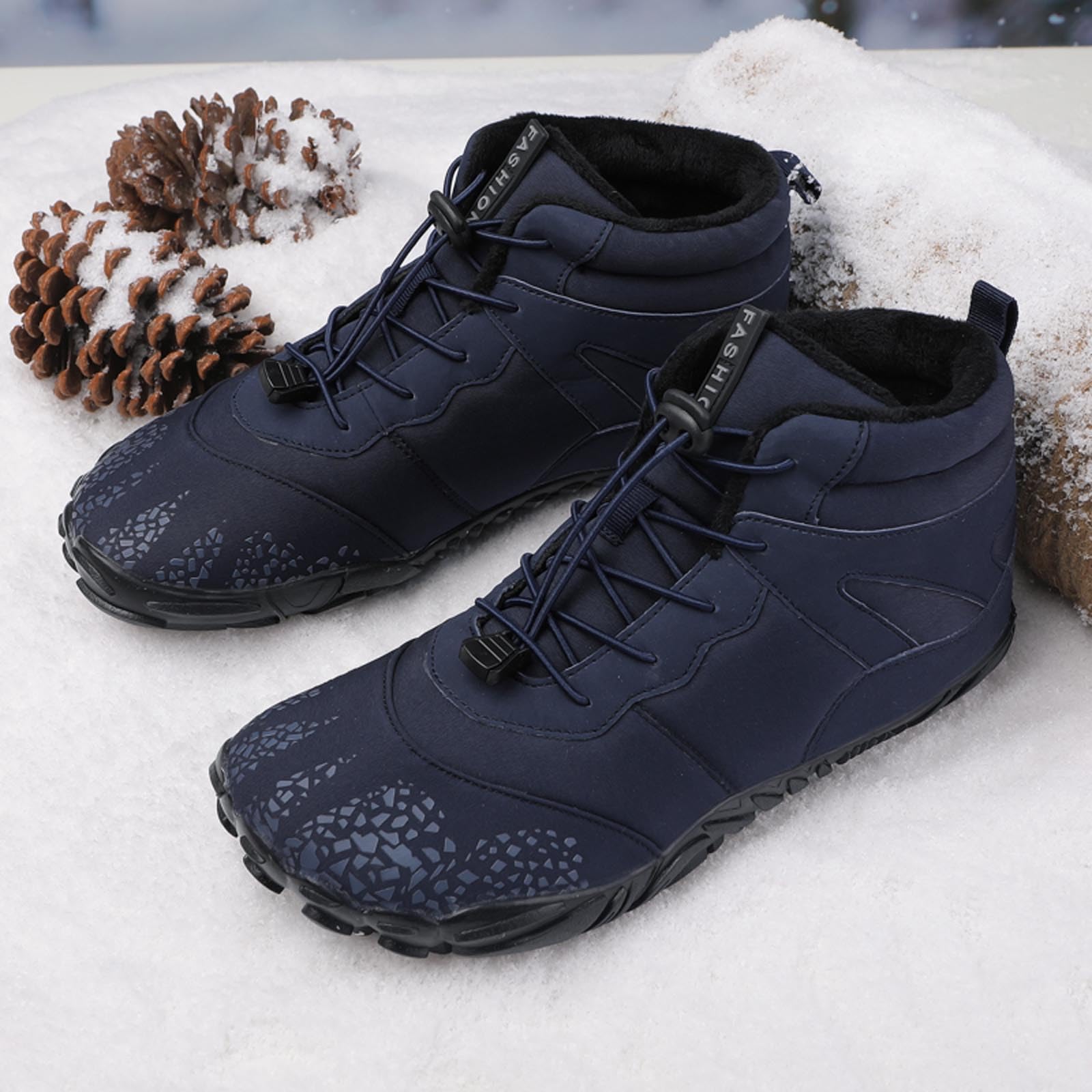 Buty do chodzenia boso, męskie, szerokie palce, minimalistyczne, podeszwa zero drop w terenie, buty do biegania w terenie, na zimę, z podszewką z futra, buty trekkingowe