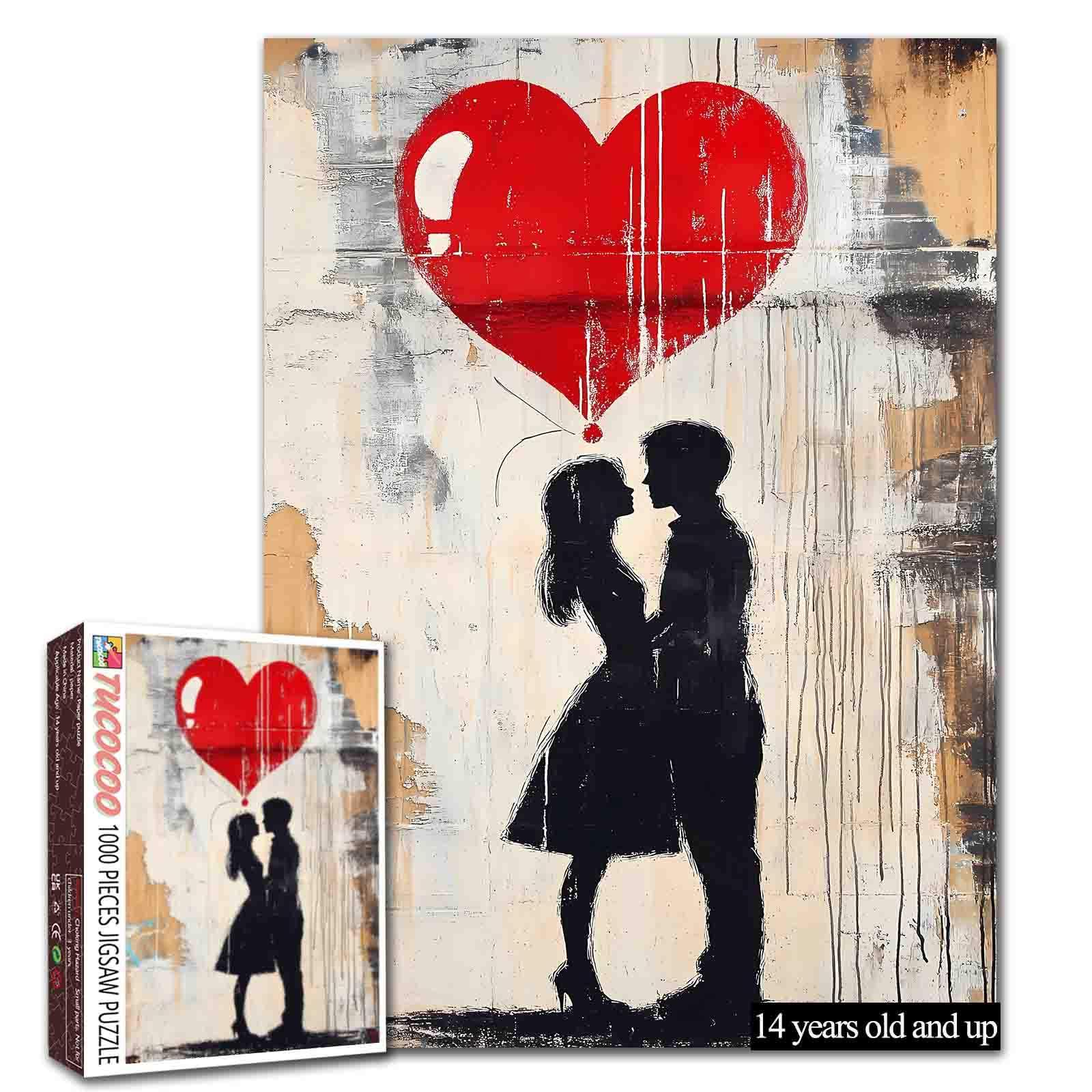 Tucocoo Love Street Art Puzzle 1000 Teile Erwachsenen-Puzzle, Banksy Paar Moderne Kunst für Herausfordernde Familienaktivitäten DIY Handwerk Deko