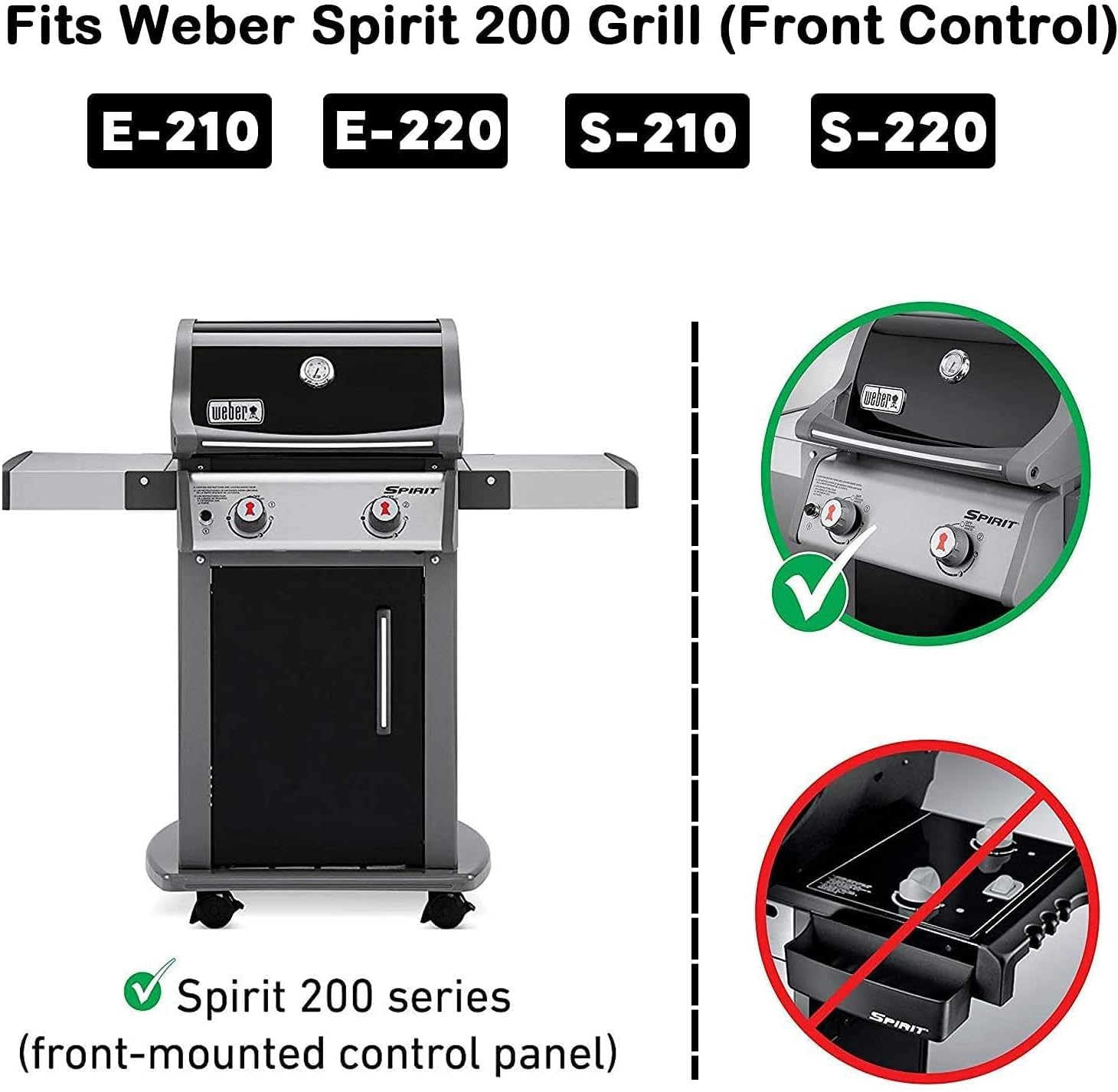 Denmay 7637 żeliwna płyta grillowa 44,4 x 26 cm do grilla gazowego Weber Spirit I II E210 E220 S210 S220 (z przednimi przyciskami sterowania), części zamienne do płyty grillowej Weber Spirit I II 200