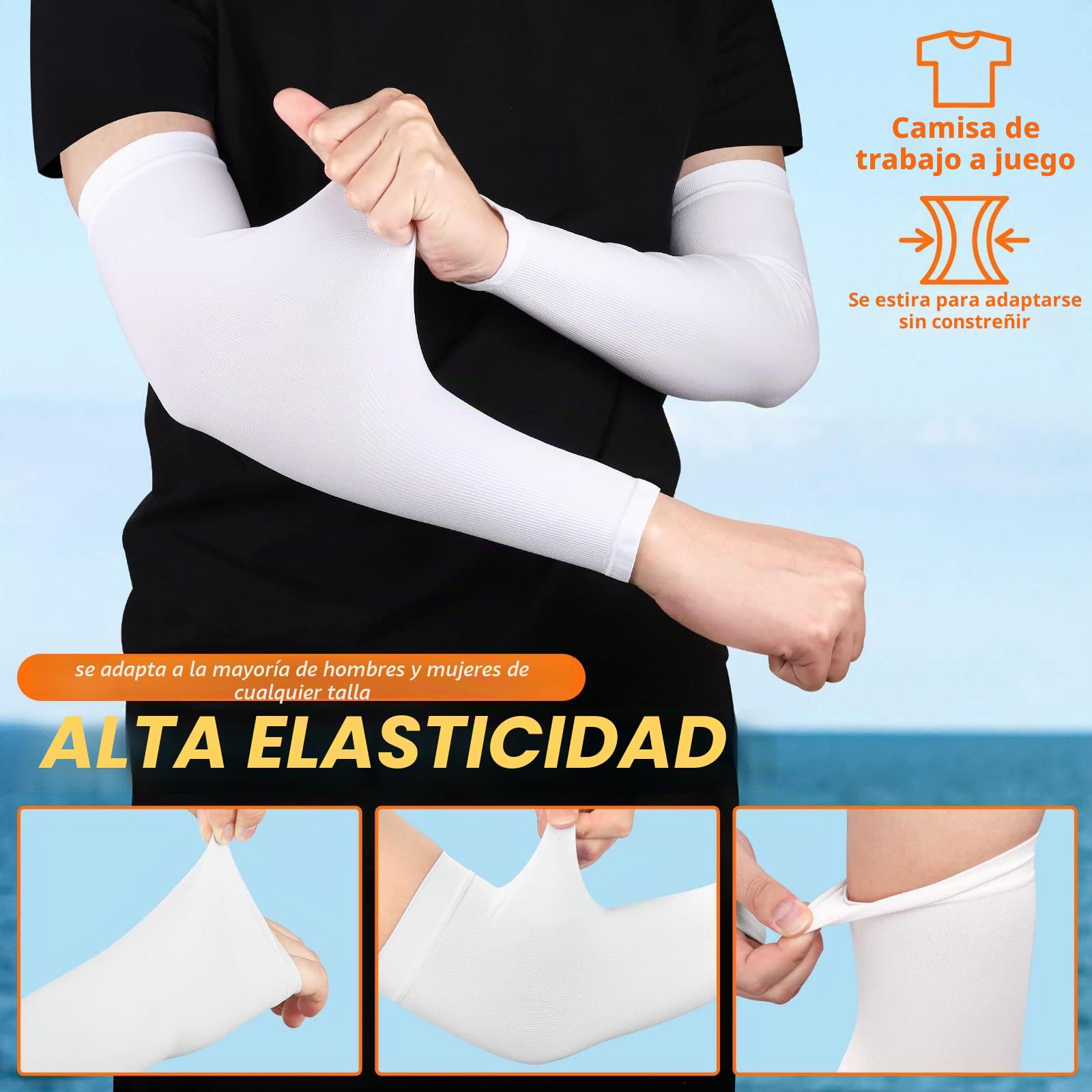 Manguitos Upf 50+ Refrescantes, Anti Uv, De Compresión, Protección Solar, Antideslizantes Para Correr, Ciclismo, Voleibol, Baloncesto - 2 Pares