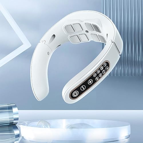 Masajeador de columna cervical con 8 cabezales de masaje, masajeador inteligente de fisioterapia de cuello y hombros con 6 modos de masaje,