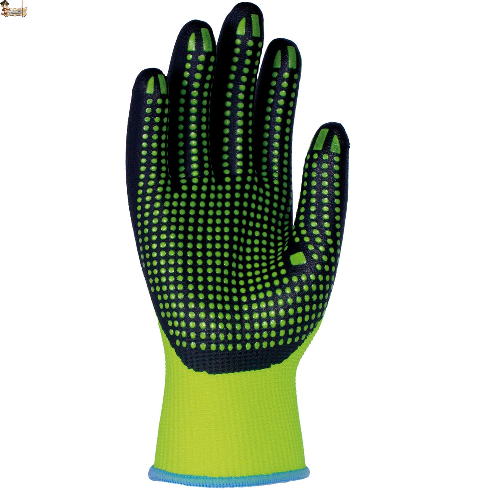 BricoLoco.com Guantes trabajo anticorte de nitrilo, poliéster, elastano y fibra de vidrio. Alta protección. Puntos dots para máximo agarre. Excelente adaptación a la mano. (12, Talla 9)