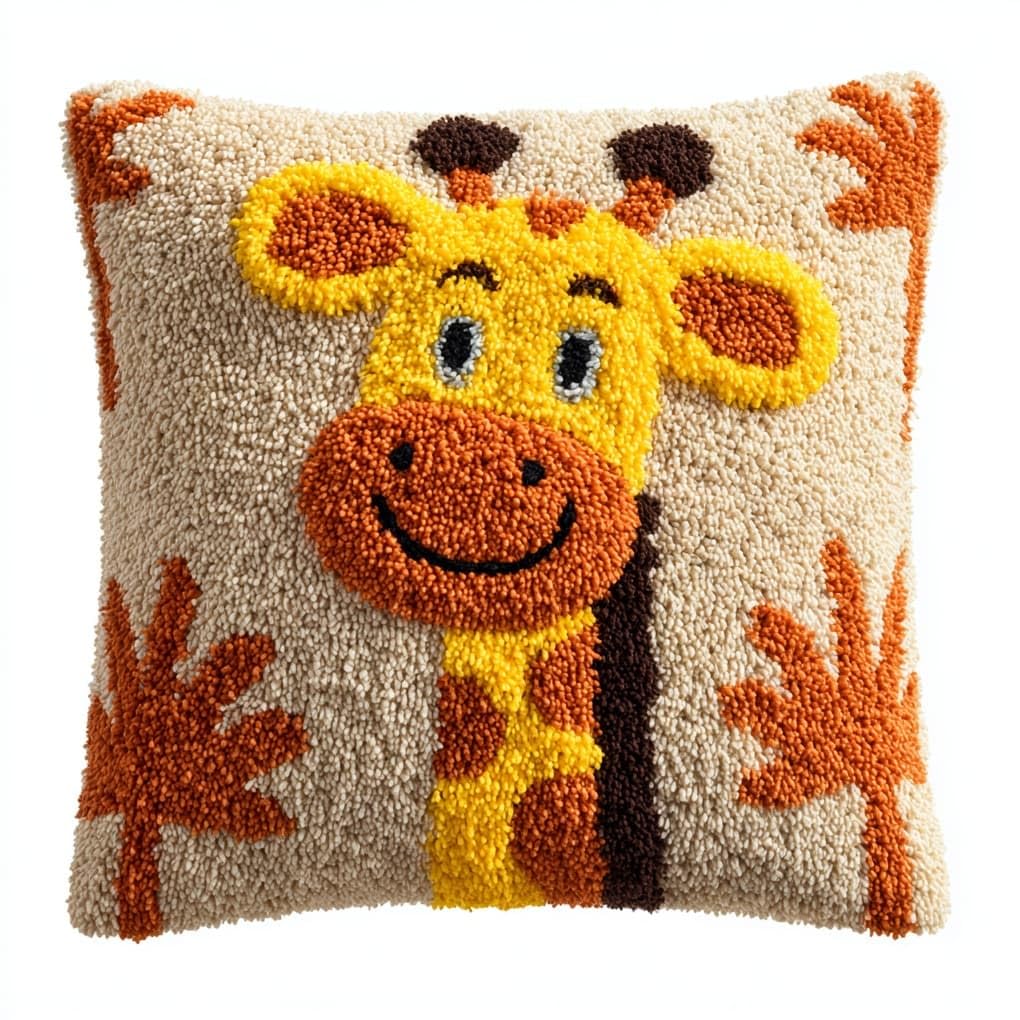 WallustrioaW Latch Hook Pillow Kits Pillow Cover,Cute Giraffe