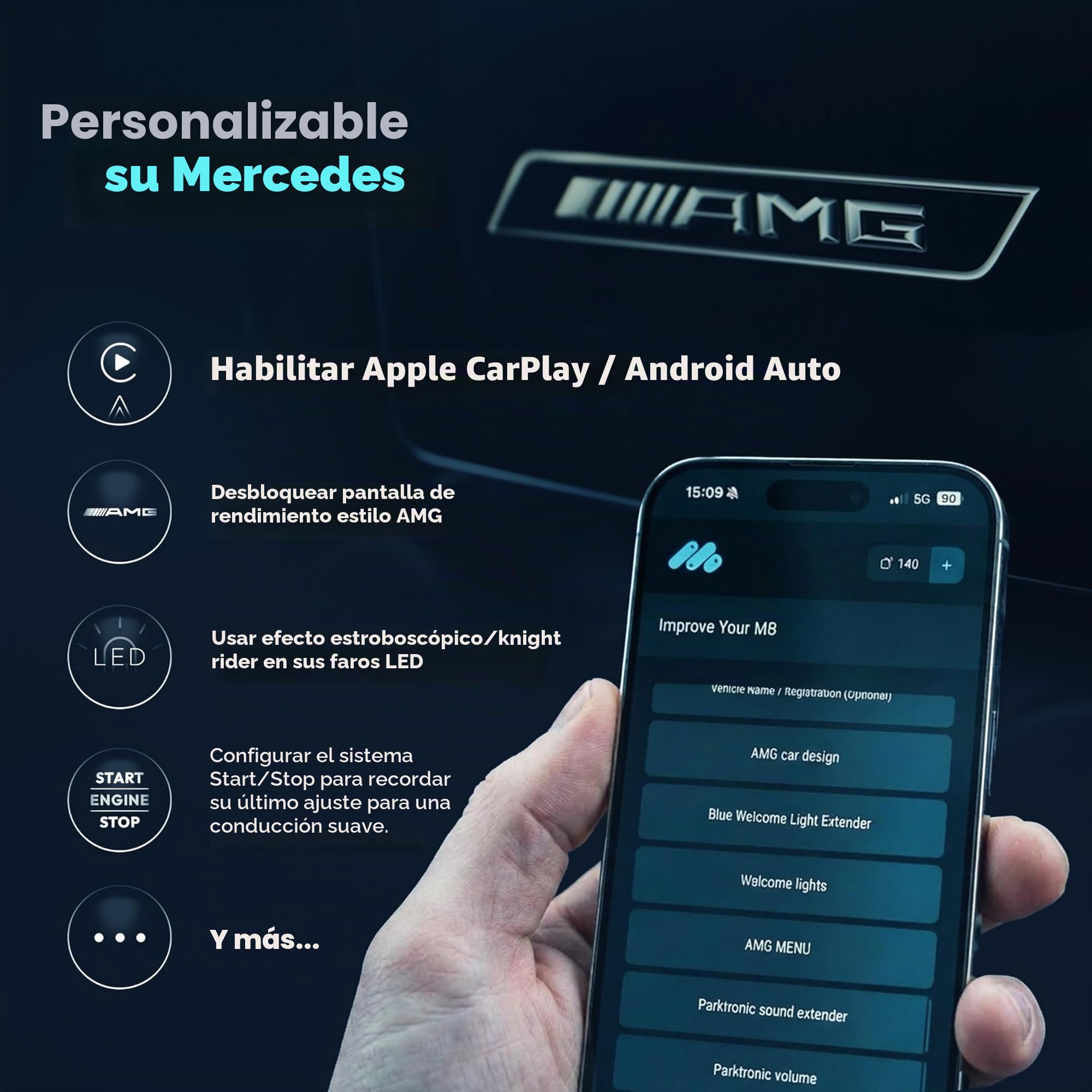 Escáner OBD2 Profesional MBito Bluetooth | Compatible con W204 W205 W212 W213 C117 X253 W166 | Diagnóstico y Codificación de Vehículos 2008-2024 | iOS Android