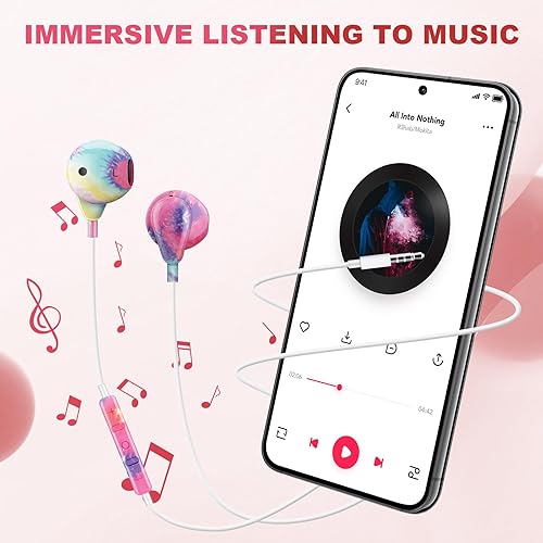 Miniatura 3 de XNMOA Auriculares con cable con micrófono, auriculares con cable de 0.138 in, auriculares con cable intrauditivos estéreo de alta fidelidad,