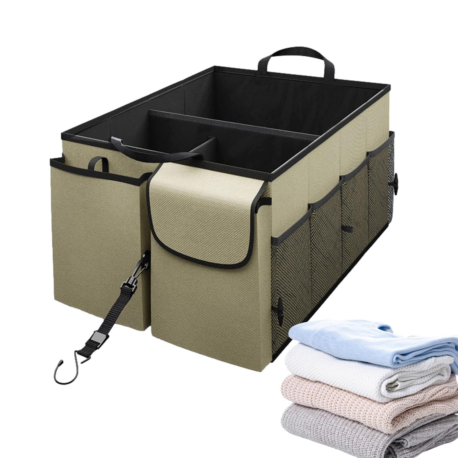 Organizer per bagagliaio | Scatola portaoggetti pieghevole | Organizzatore per bagagliaio multi-scomparto, per bagagliaio auto, contenitore per bagagliaio da 67 l, organizer antiscivolo per | per bagagliaio multi-scomparto, per bagagliaio auto, contenitor