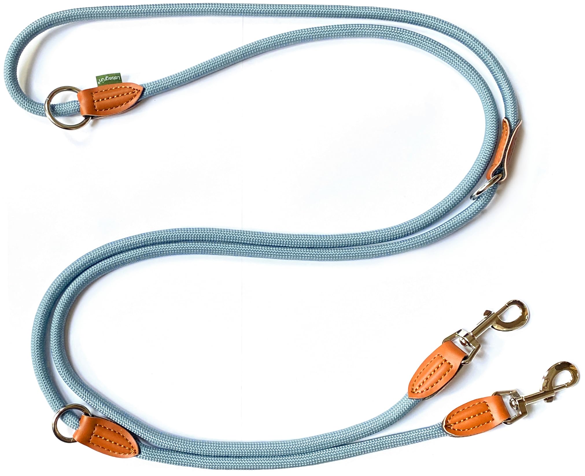 Leisegrün Hundeleine große Hunde - Führleine 3m verstellbar mit 2 Karabiner - 3 Meter lang x 1,1 cm - Nur 300 g - Modell Devon - Hellblau