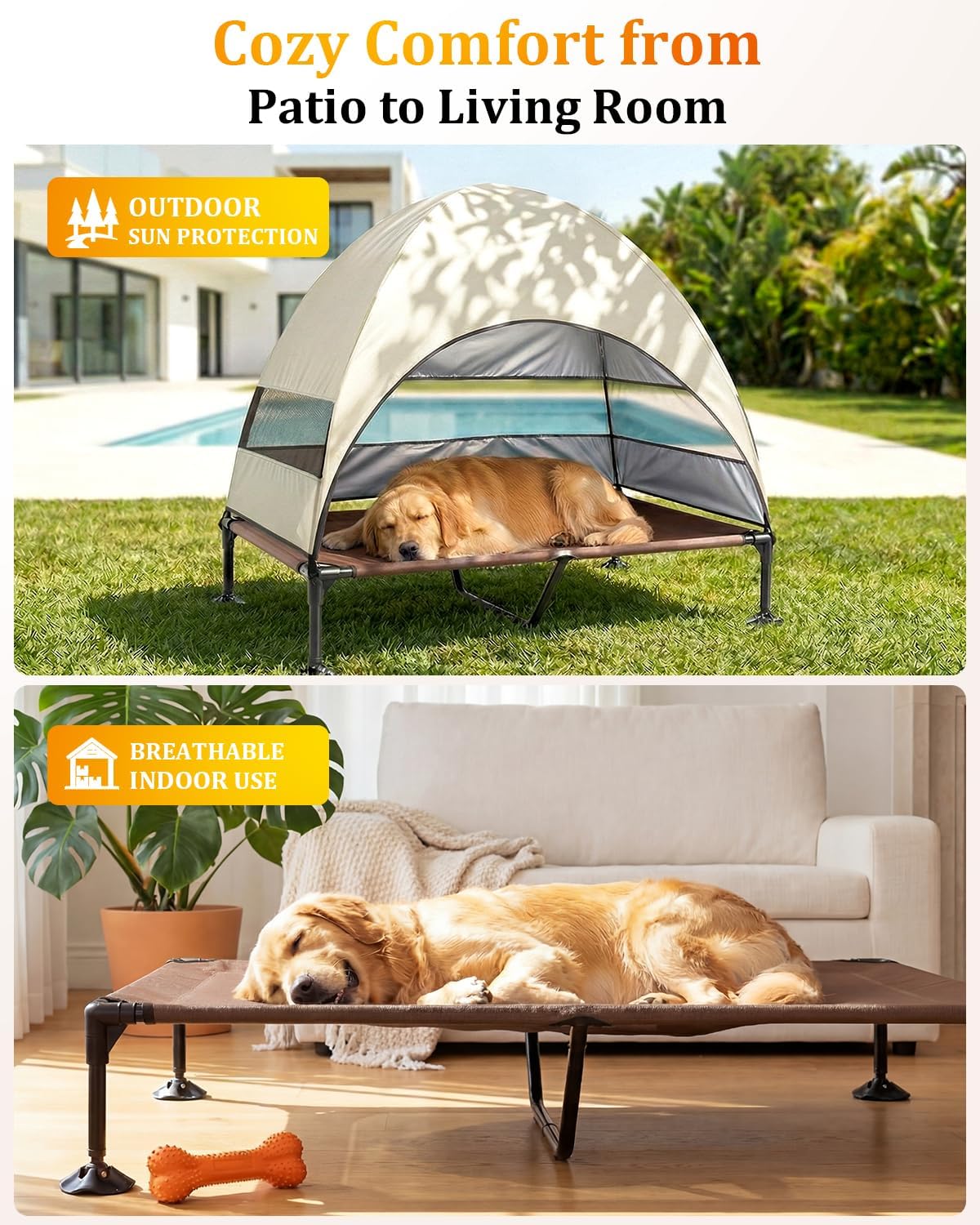 Elevated Dog Bed (Khaki, X-Large)