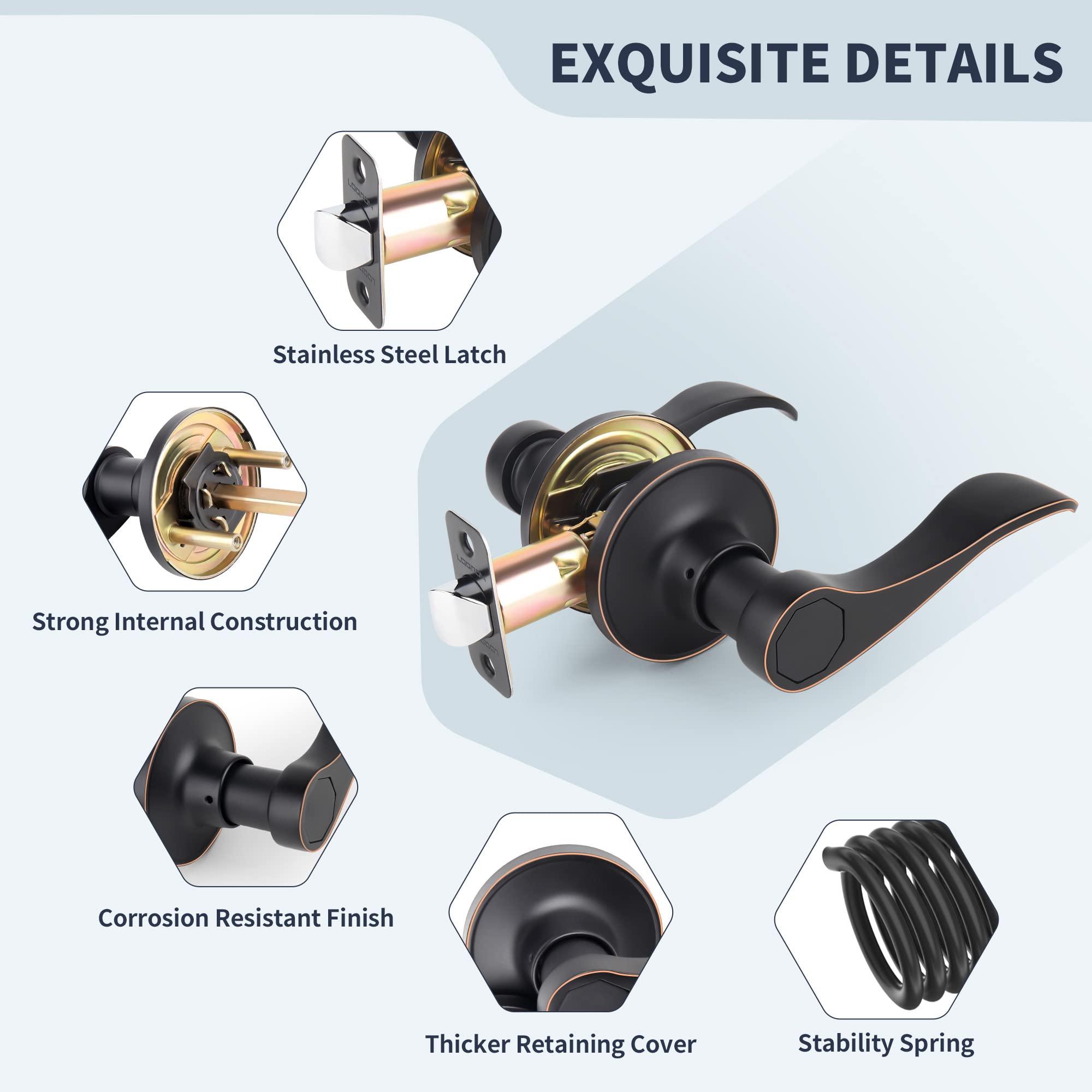 Puertas De Madera Manija De Puerta En Bronce Envejecido – Para Dormitorio Y Baño – ¡Incluye Hardware Y Es Reversible! Metal Lube