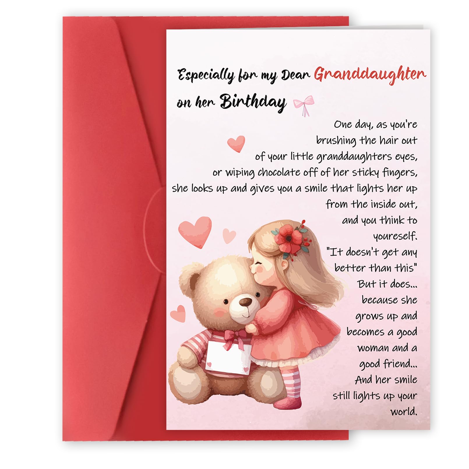 Bestmelo Granddaughter Birthday Card,Granddaughter Birthday Gifts,8x5.3 Inches,with Premium Envelope,Eco-Friendly,Quick-Dry