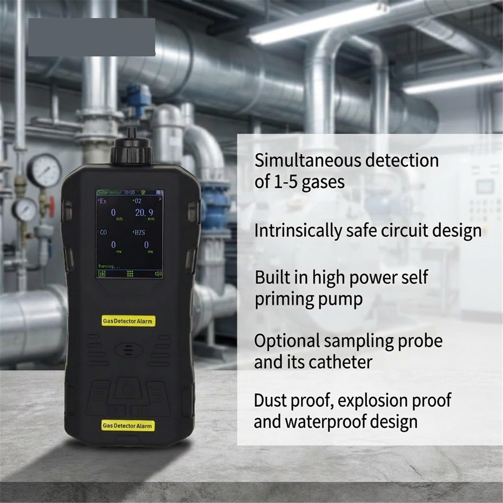 Détecteur de gaz Portable Infrarouge 5 en 1, Pompe CO H2S O2 CO2 LEL, capteur IR, Enregistrement des données, Moniteur de gaz TWA(0-1000 ppm)