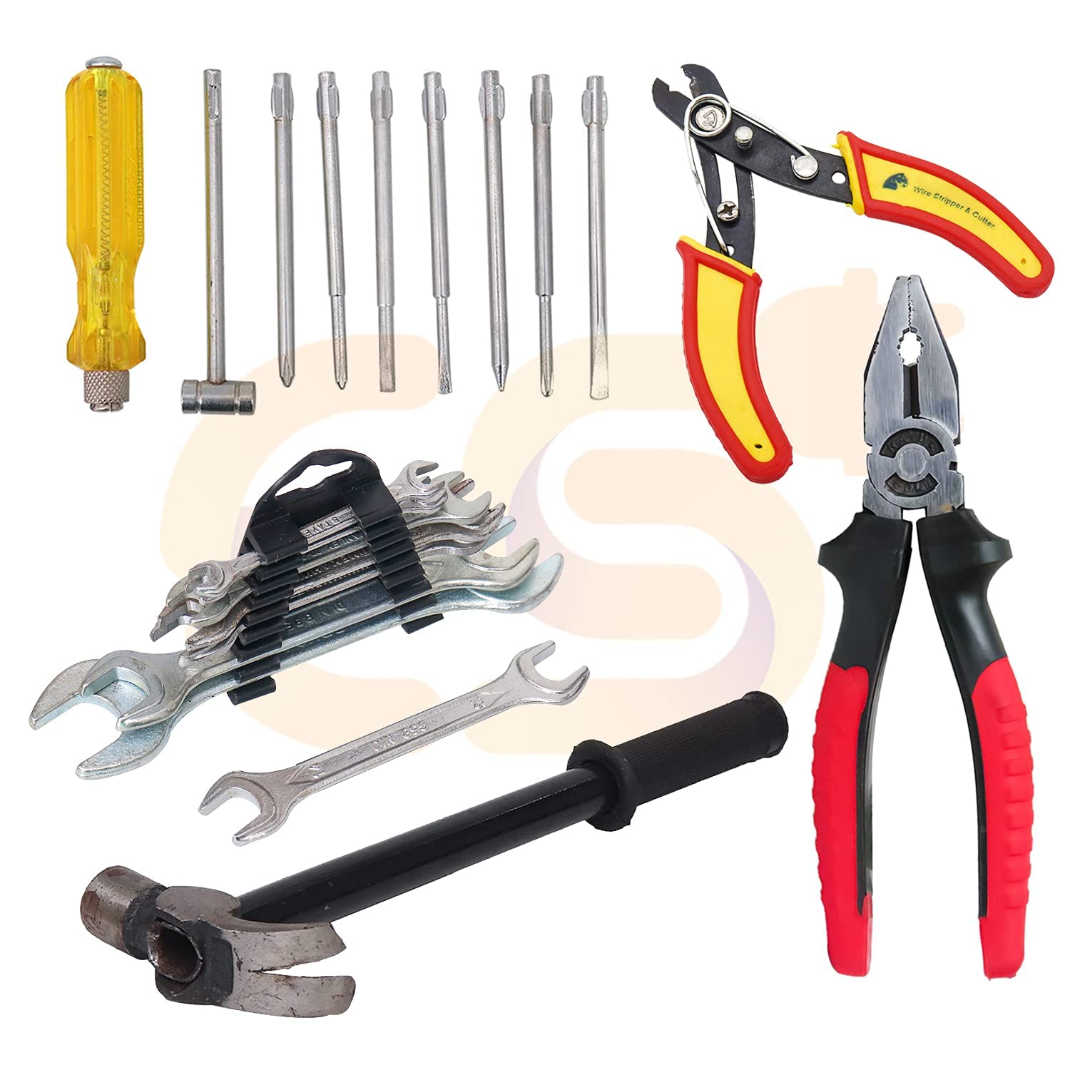 Electronic Spices Starter Hand Tool Kit Set of 5 (Screwdriver Set of 9 Pcs,Claw Hammer/Cutter, 8pcs Spanner Set, plier 8 inch) (Set of 5) (B09PNKVFC7) Amazon Price History, Amazon Price Tracker