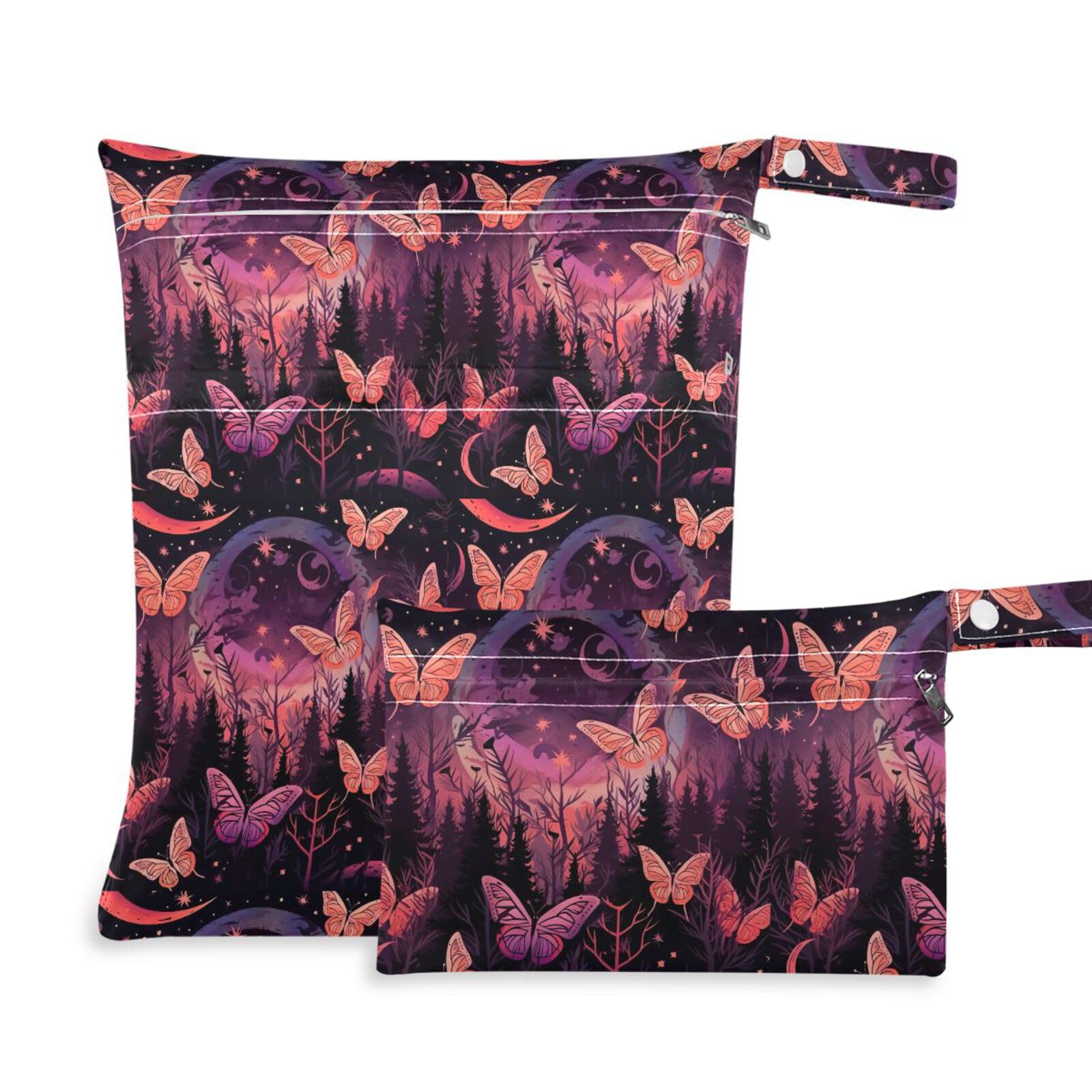 Coikll Wet Dry Bags for Cloth Diaper 2 Pack Waterproof Yoga Gym Bag for Swimsuit Wet Clothes Baby Items-?Butterfly Tree?