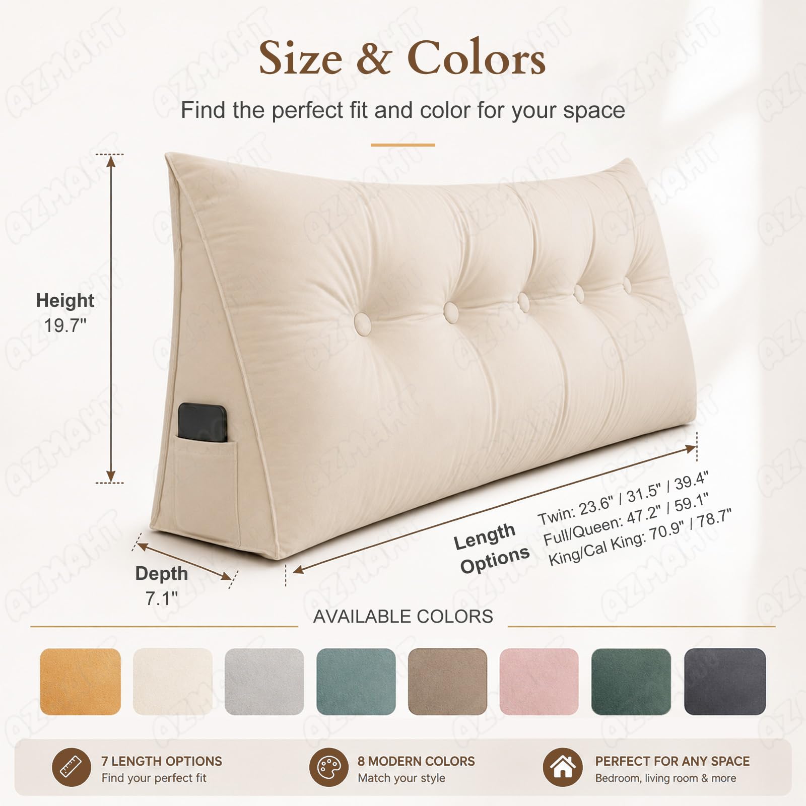 Cojin Respaldo Sofa Cojines Grandes Respaldo Cama Cuña Triangular Almohada | Cojin Respaldo Sofa Cama Cuña Almohada Triangular Lectura Lumbar Ergonomico Confortable Funda Lavable Bolsillos