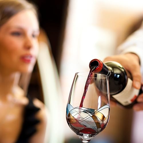 Miniatura 8 de Bezrat Regalos de vino para mujer, juego de 2 copas de vino y accesorios, copa de vino pintada a mano, 11 pulgadas de alto, caja de regalo de