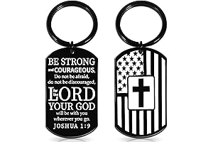 OEHEDOU Christian Dog Tag Chain Keychain for Men, Inspirational Bible Verse Keychains,...