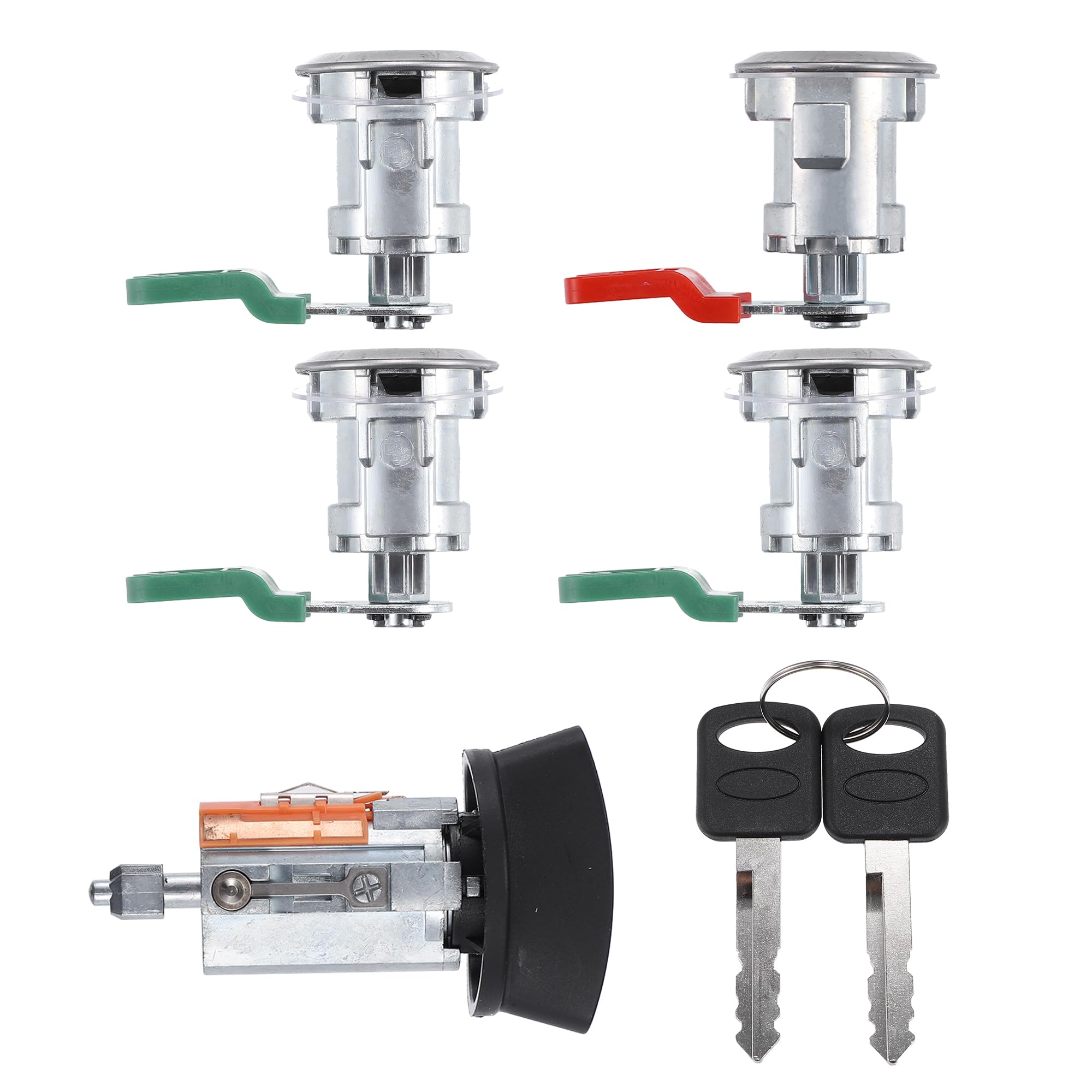 HihahaNO.1L3Z11582A / Outer/Ignition Switch Cylinder Lock Four Doors Lock Cylinder with Interchangeable Keys for Ford E-150 E-250 Van 1997-2020 / Durable/Metal / 1 Set/Silver Tone