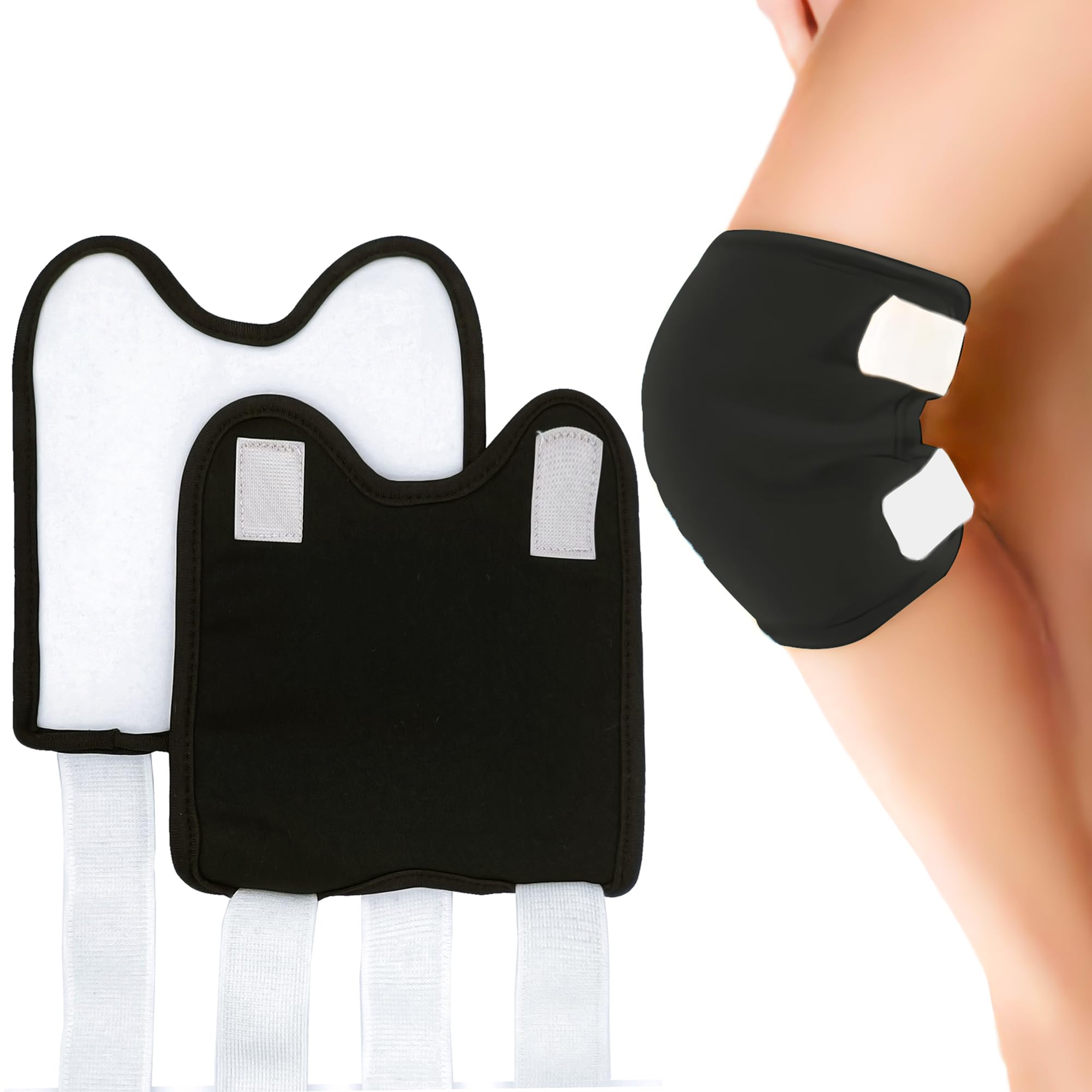 VonTeok 2 Pack Flannel Castor Oil Pack Wrap with No Oil Leakage and Anti-Slip for Knee Elbow Joints, Reusable Castor Oil Compress Pads Wraps (Black)