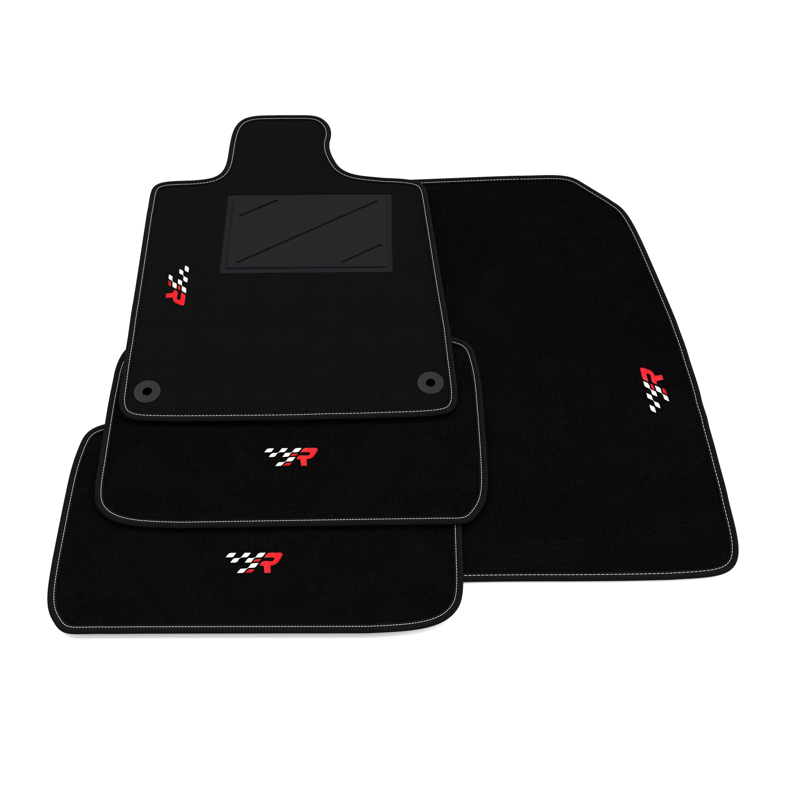 Set de Tapis de Voiture compatibles avec Peugeot 407 2004-2012 | Tapis sur Mesure en Moquette, Broderie R Racing, sur Mesure