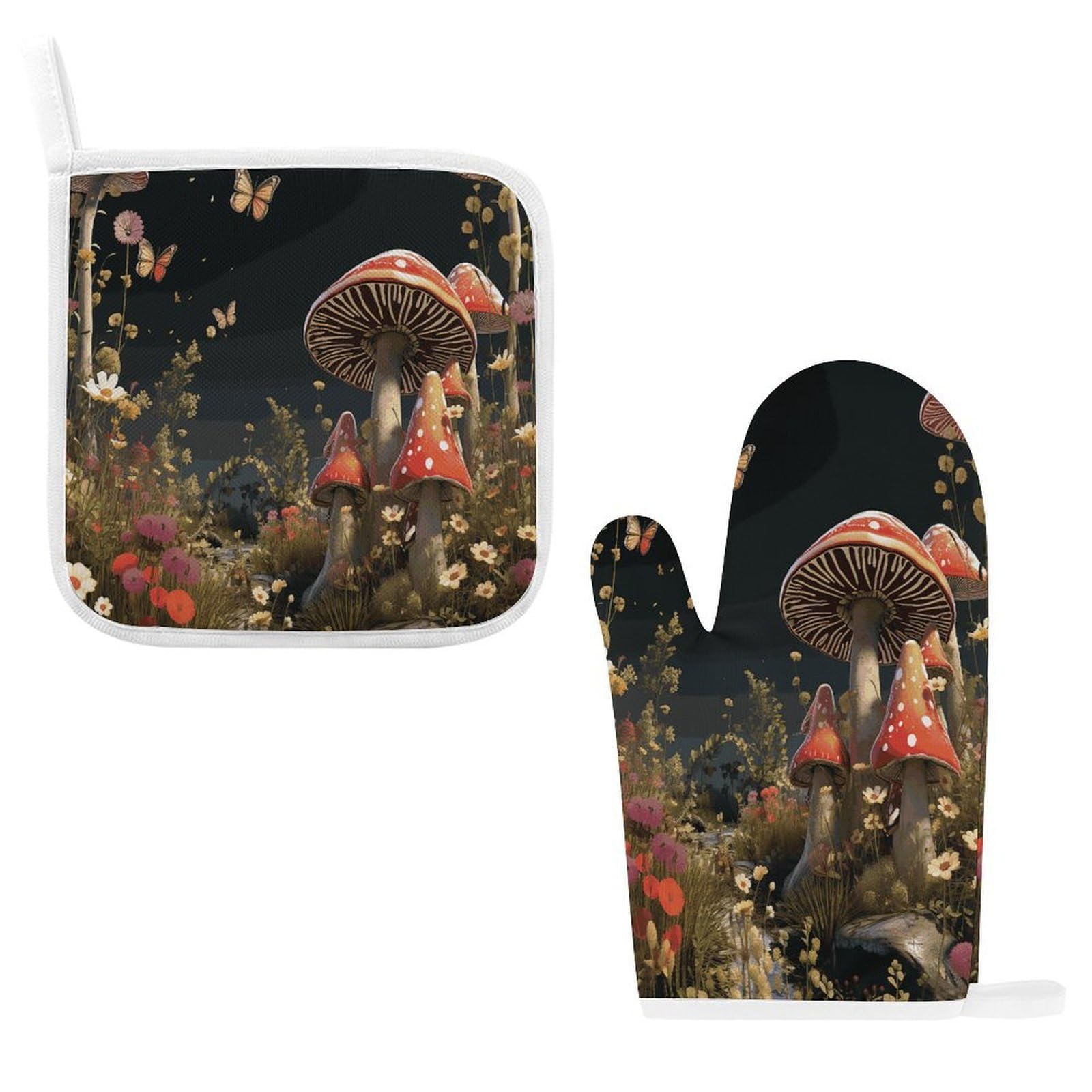 Fodpand Style Fairy Tale Mushrooms Oven Mitts And Pot Holders Sets
