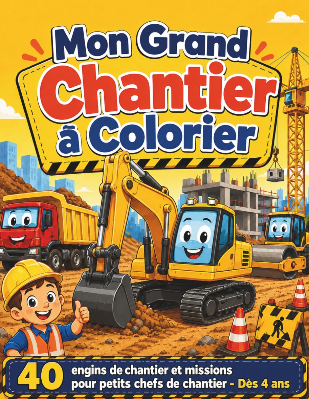 Mon Grand Chantier à Colorier: Livre de coloriage engins de chantier pour enfants dès 4 ans
