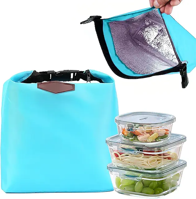 Sac isotherme thermique portable bleu - Pochette isotherme pour déjeuner et pique-nique