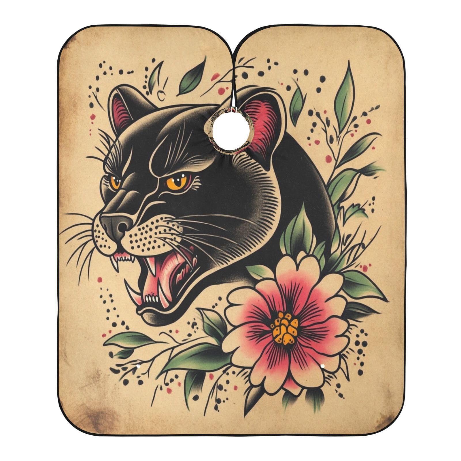 Kigai Leopard Flower Hair Cutting Cape for Men & Women Waterproof Barber Cape Professional Hairdressing Salon Styling Apron with Adjustable Closure Snap