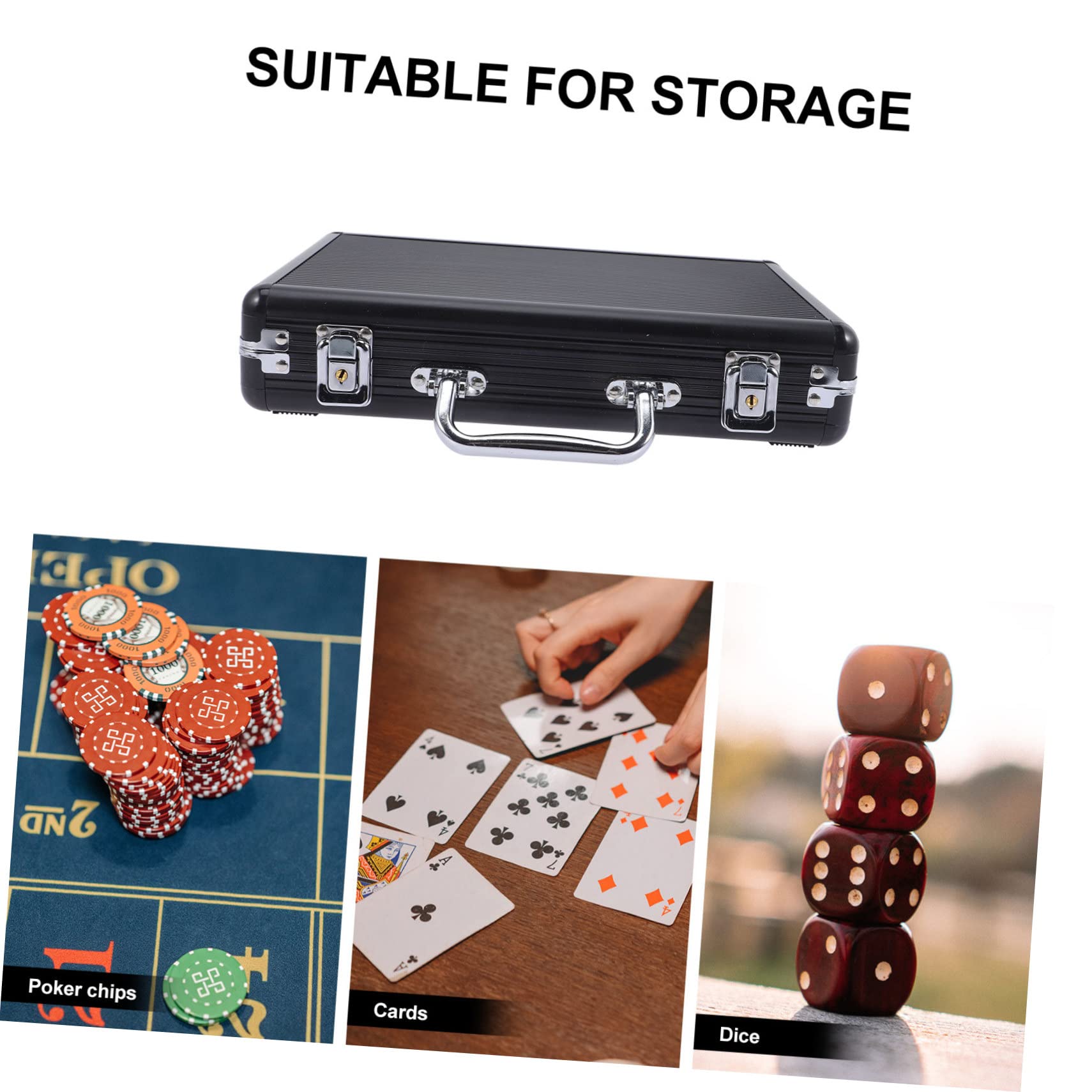 Valigetta e Bordi Rotondi in Lega di Alluminio per Fiches da Poker Nero Capacità Elevata per Accessori Gaming e Dadi da Poker