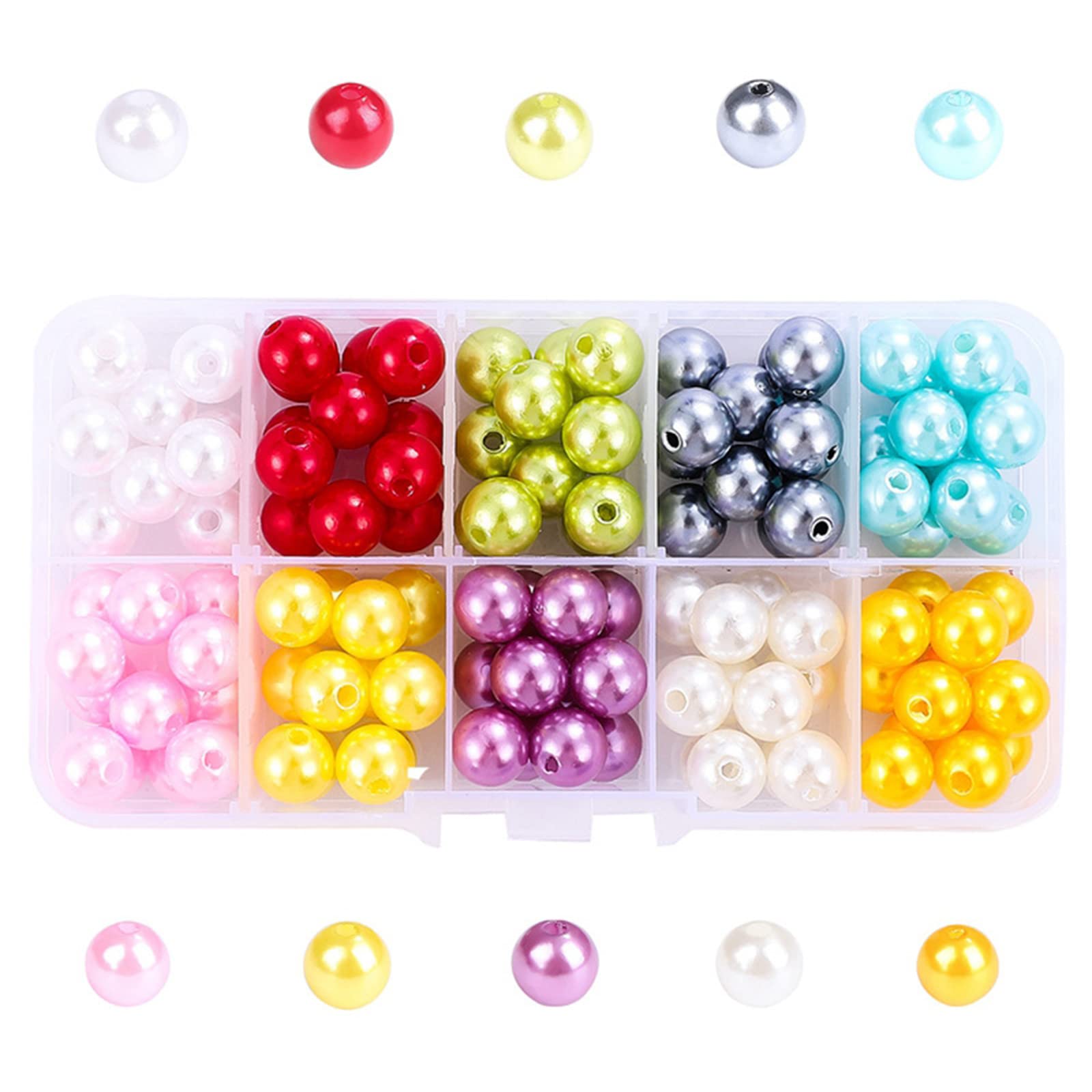 Kalttoy Colorful Round Craft Pearl Beads Set Necklace Making Beads Dyed Imitation Pearl Jewelry Accessories with Holes for Crafting Necklace Bracelets Choker Jewelry Making