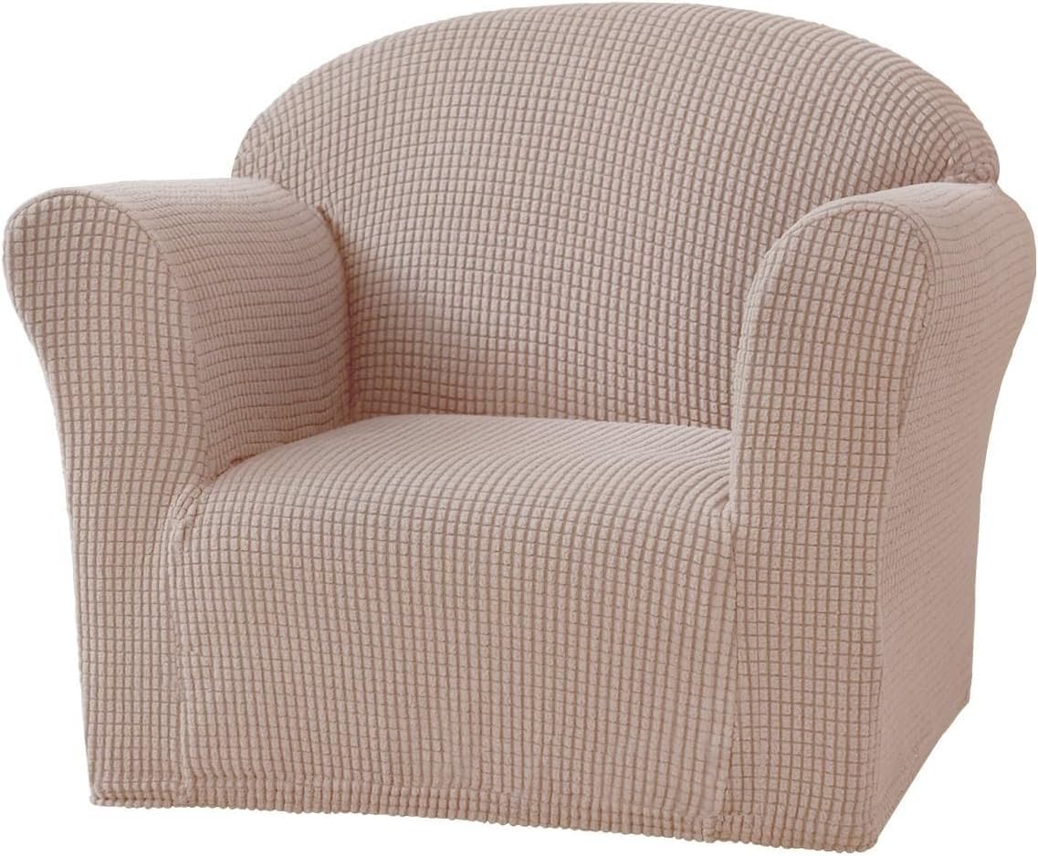 Kids Sofa Cover - High Stretch Armchair Slipcover For Toddlers, Waterproof Jacquard Fabric, Machine Washable, Peacock Blue, 1-Seat Couch Protector(U)
