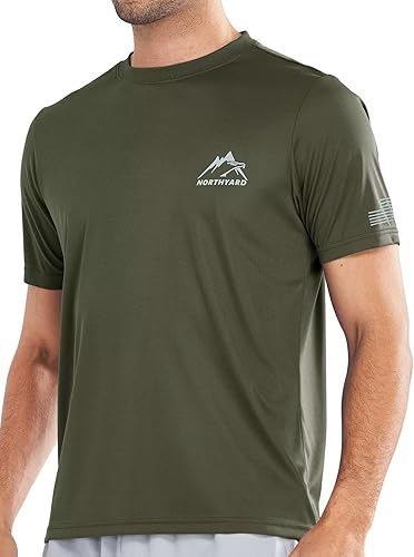 NORTHYARD Camisetas de protección solar UPF 50+ para hombre, protección solar SPF UV, secado rápido, camisetas de manga corta para pesca atlética