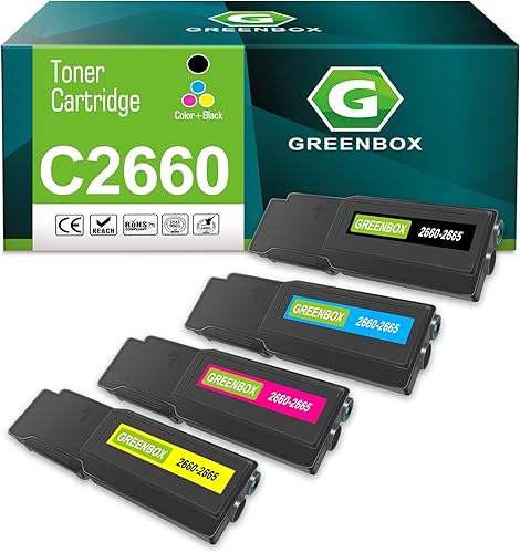 GREENBOX Cartucho de tóner C2660 de alto rendimiento remanufacturado para Dell C2660 593-BBBU 593-BBBT 593-BBBS 593-BBBR para impresora Dell C2660