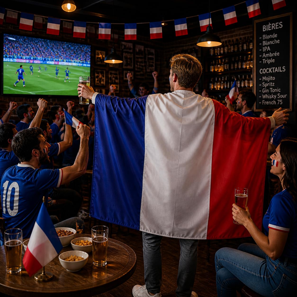 YESAH Cape Drapeau Français Coupe du Monde 2026 90x150cm Polyester Légère Portable Stade Matchs Fêtes